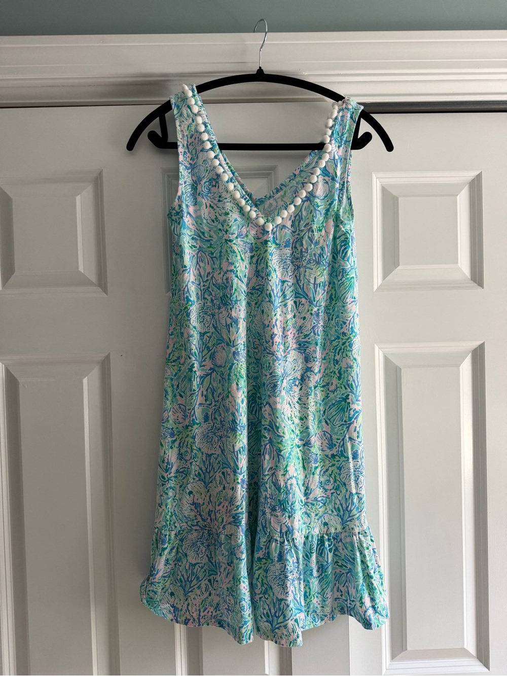 Lilly Pulitzer Aqua & Pink Floral Sleeveless V-Neck Mini Dress